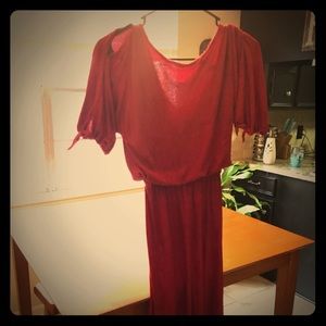 Vintage Maroon velvet Stylish detailed dress